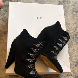 IRO Black Ankle Booties with Silver Detailing